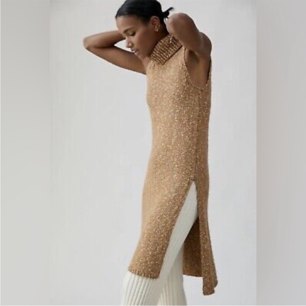 Anthropologie NWT Cotton -Wool Blend Sleeveless Turtleneck Sweater Tunic XS